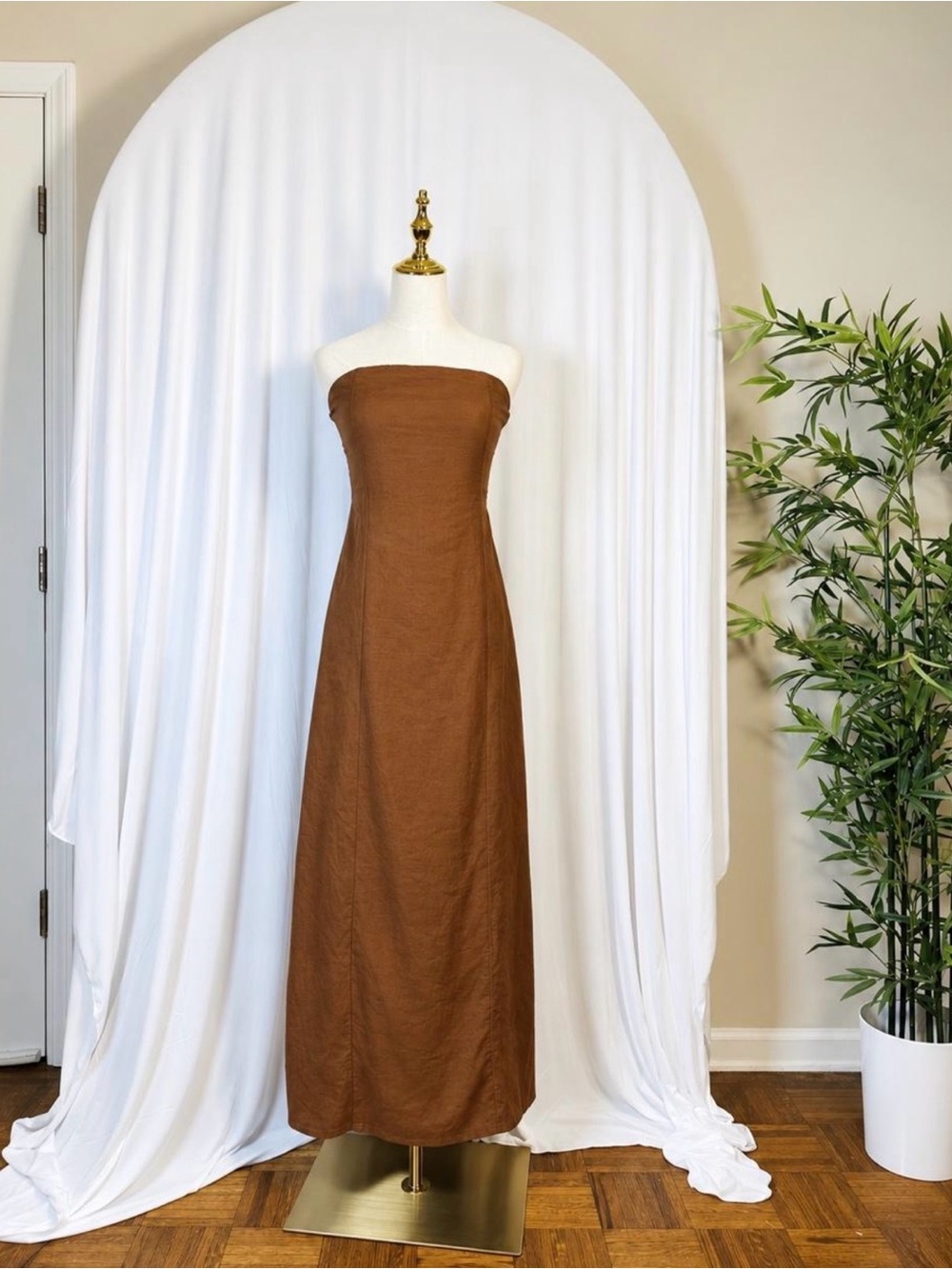 Jopara brown strapless maxi dress, size M